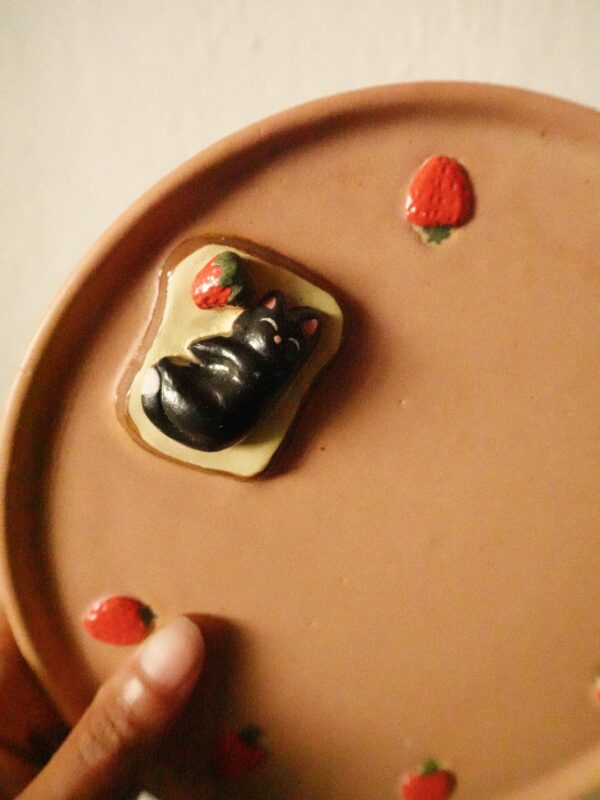 Strawberry Cat Toast Plate Miss Clove