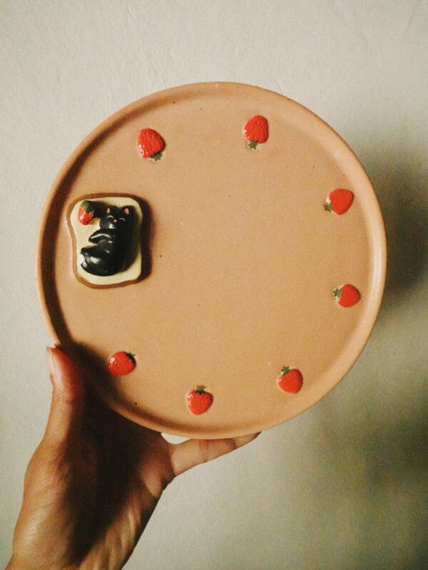 Strawberry Cat Toast Plate Miss Clove